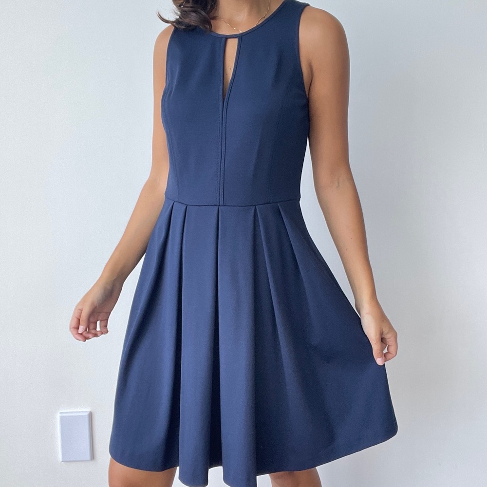 Rebecca taylor keyhole neckline pleated dress